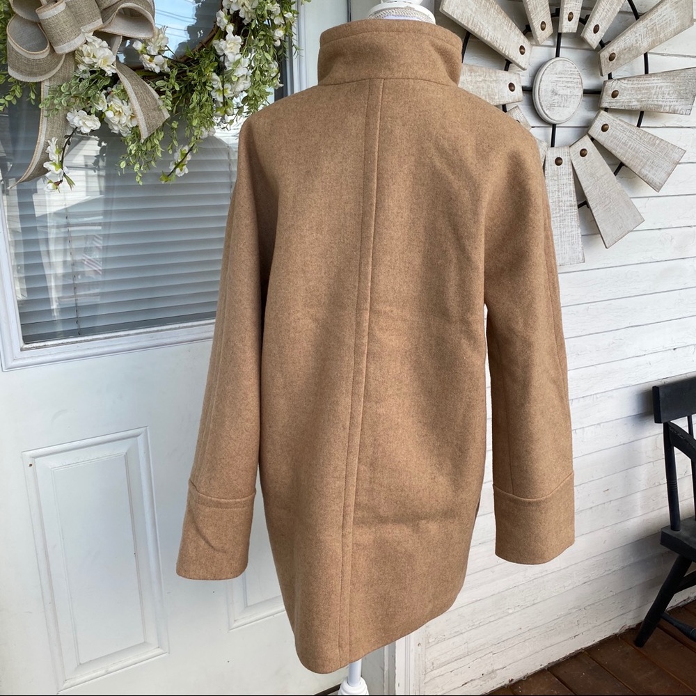New! J Crew Wool Camel Stand Collar Winter Coat - Picture 12 of 15